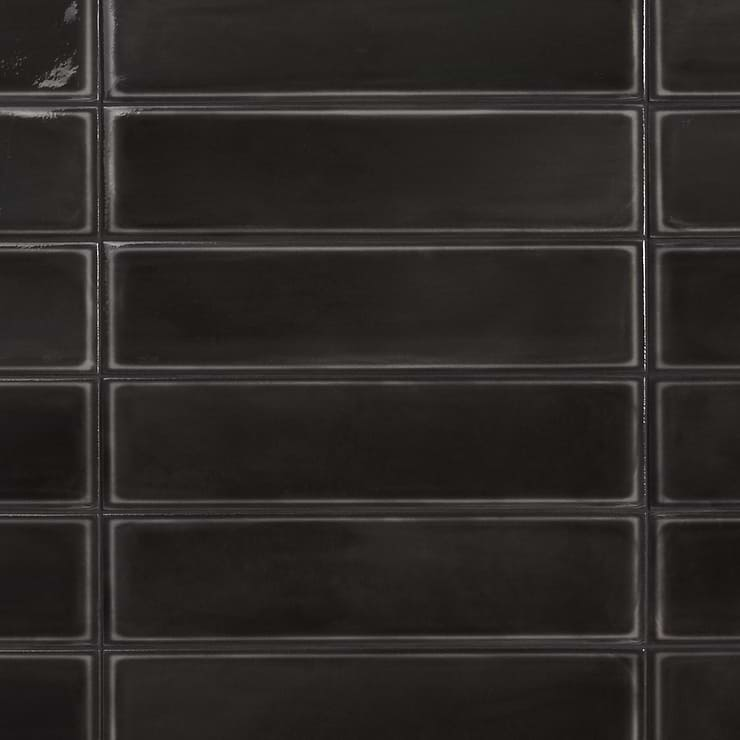 Stacy Garcia ArtBlock Nero Black 4x16 Glossy Porcelain Tile