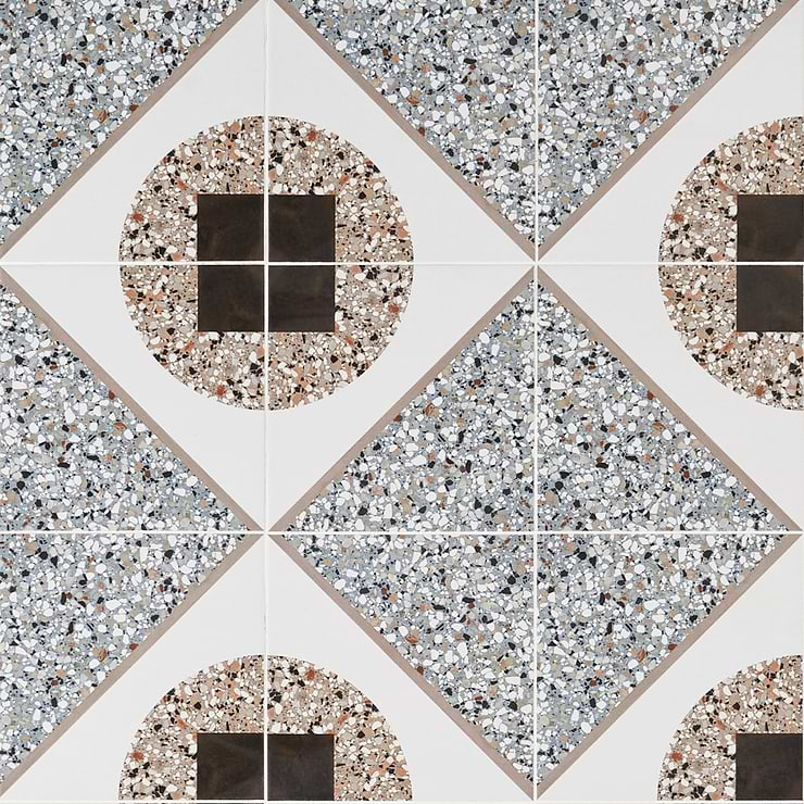 Chips Deco Azur Multicolor 8x8 Terrazzo Look Matte Porcelain Tile