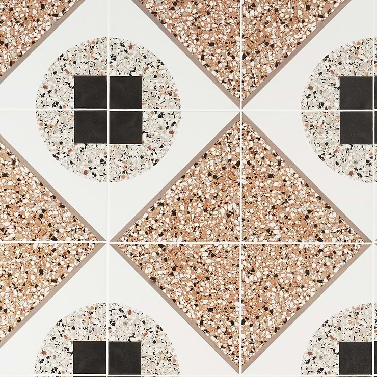 Chips Deco Terracotta Multicolor 8x8 Terrazzo Look Matte Porcelain Tile