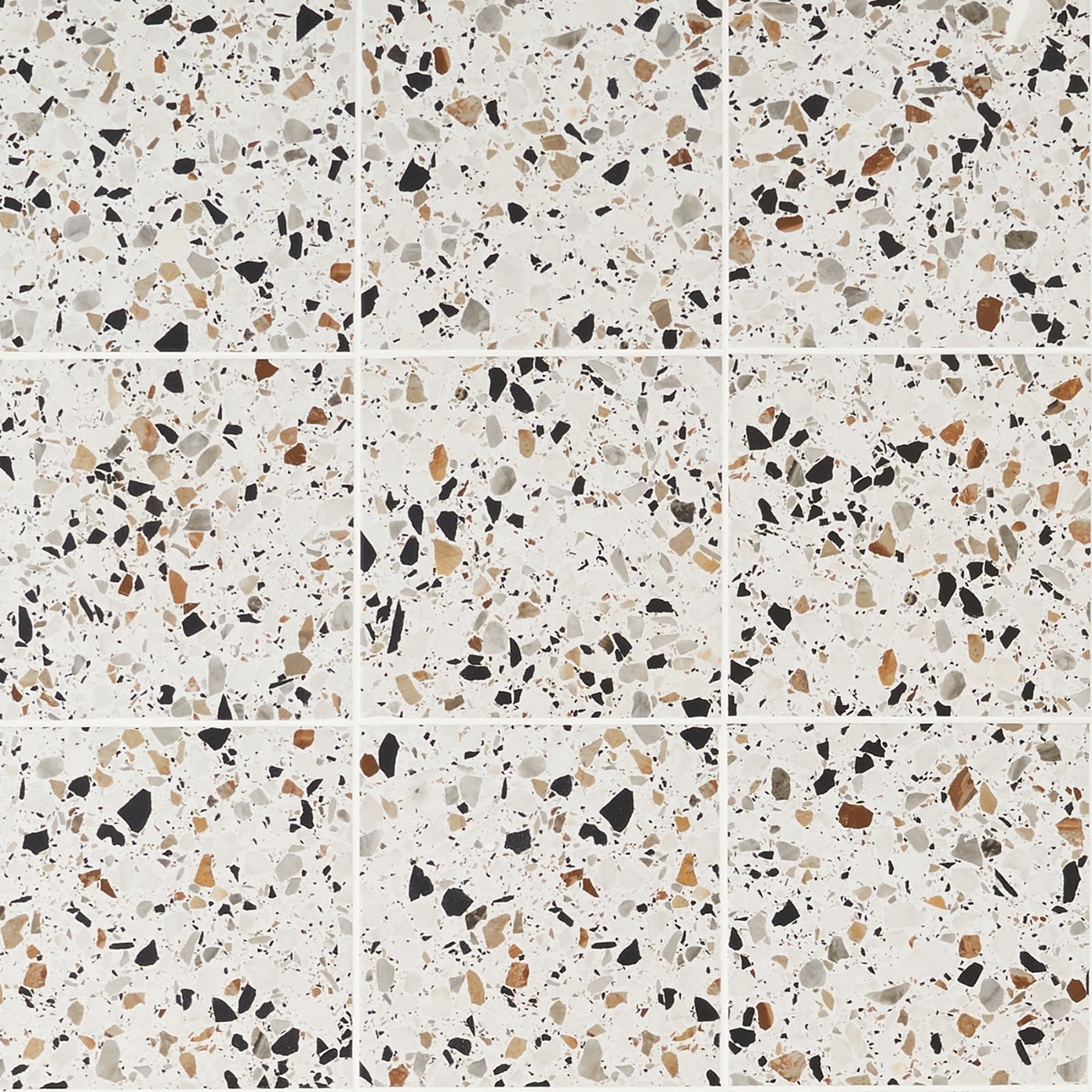 Chips Macro Bianco White 8x8 Terrazzo Look Matte Porcelain Tile