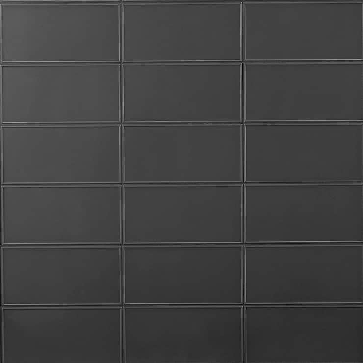 Stacy Garcia Maddox Frame Charcoal Black 4x8 Matte Ceramic Subway Tile