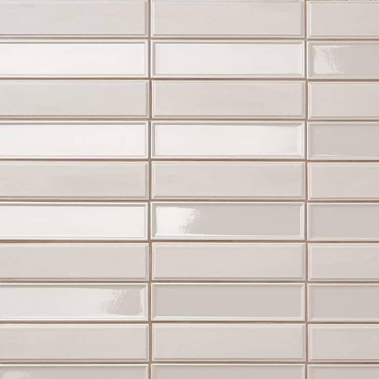 Eastside Mix Ecru Framed Glossy and Beveled Matte 2x9 Ceramic Tile      