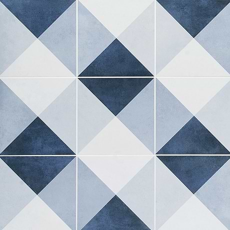 Art Geo by Elizabeth Sutton Cement Deco Blue 8x8 Matte Porcelain Tile: Pattern 2