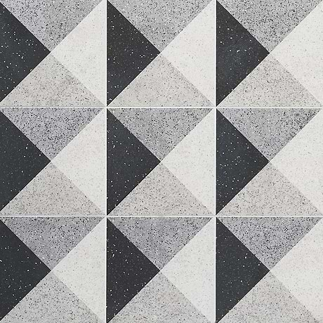 Art Geo by Elizabeth Sutton Terrazzo Deco Charcoal Gray 8x8 Matte Porcelain Tile