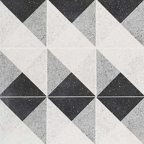 Art Geo by Elizabeth Sutton Terrazzo Deco Charcoal Gray 8x8 Matte Porcelain Tile: Pattern 3