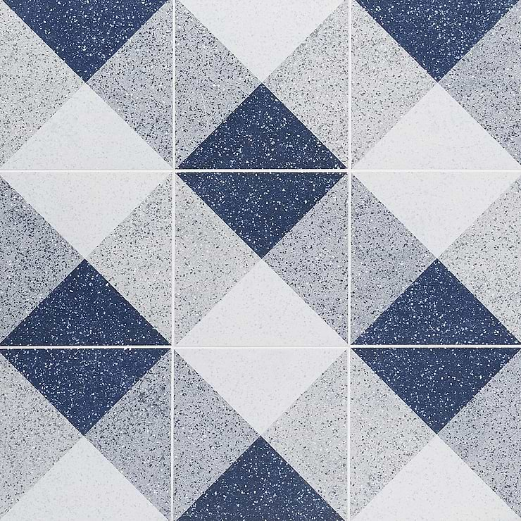 Art Geo by Elizabeth Sutton Terrazzo Deco Blue 8x8 Matte Porcelain Tile: Pattern 2