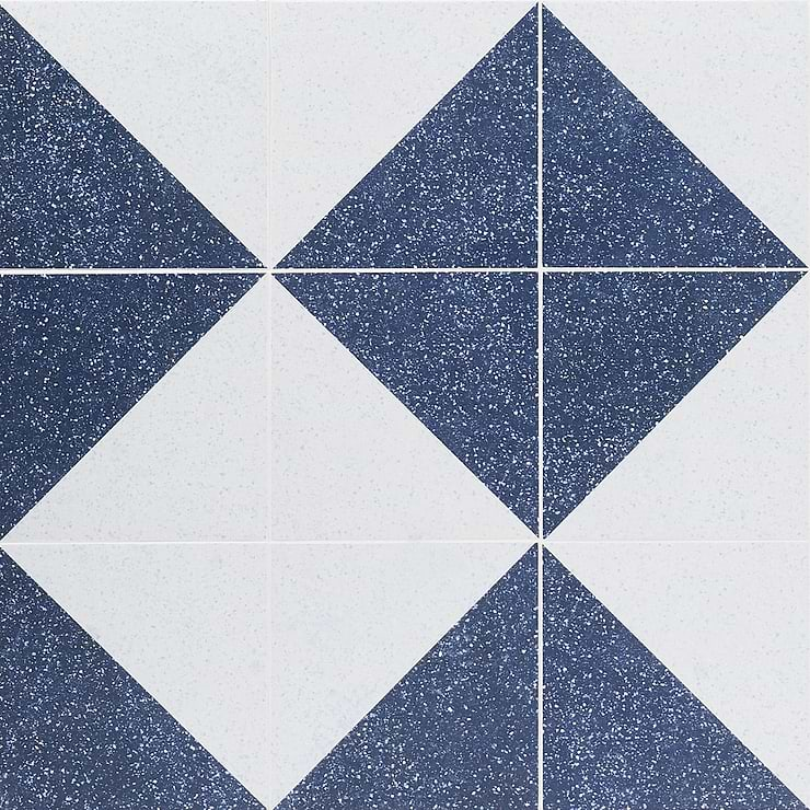 Art Geo Terrazzo Dos Blue by Elizabeth Sutton 8x8 Matte Porcelain Tile: Diamond Pattern