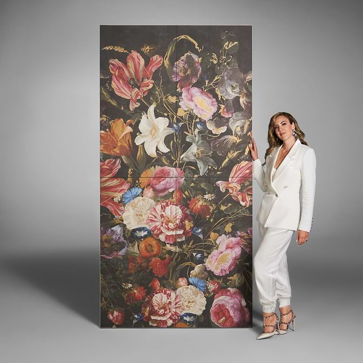 Art Gallery by Paula Purroy Bouquet Multicolor 24x48 Artisan Decor Matte Porcelain Tile