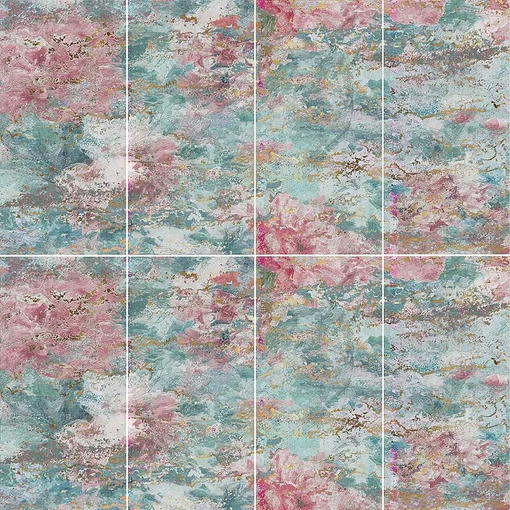 Art Gallery by Paula Purroy Magnolia Multicolor 24x48 Artisan Decor Matte Porcelain Tile