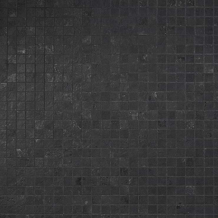 Portrait Black Gold 1x1 Matte Porcelain Mosaic Tile