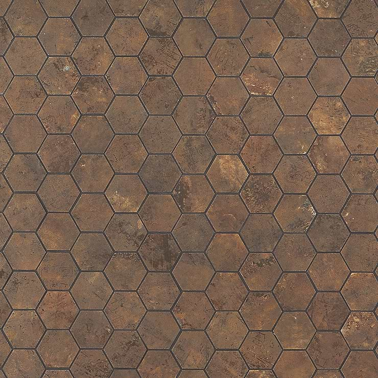 Portrait Copper 2" Hexagon Matte Porcelain Mosaic Tile