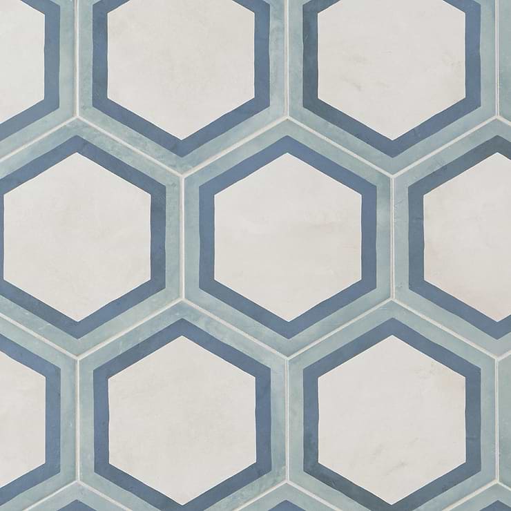 Ava Deco Ocean Cielo 8" Hexagon Matte Porcelain Tile