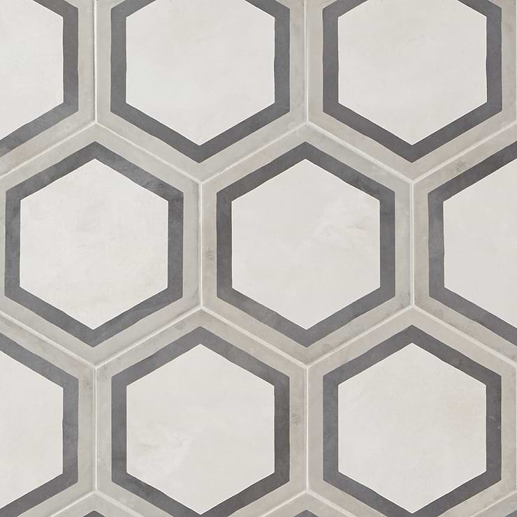Ava Deco Sabbia Charcoal 8" Hexagon Matte Porcelain Tile