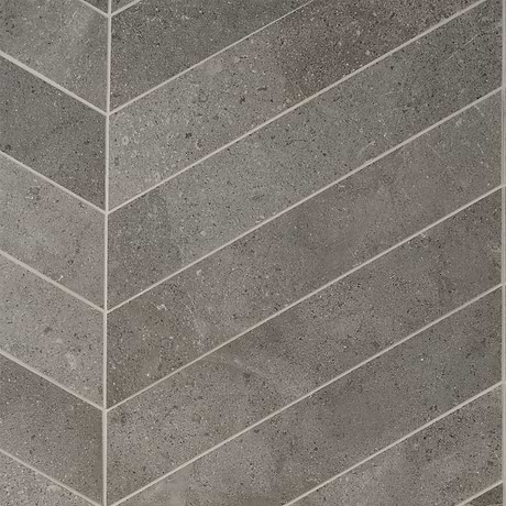 New Rock Fossil Dark Gray 4x21 Chevron Limestone Look Matte Porcelain Tile