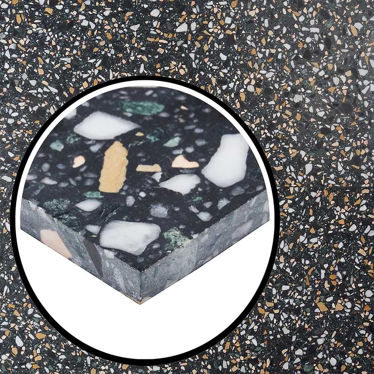 Terrazzo Italy Cava Notte Black 24x24 Honed Marble Tile