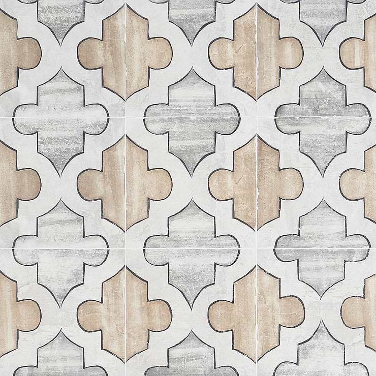 Alesso Deco Picos Beige 8x8 Matte Porcelain Tile
