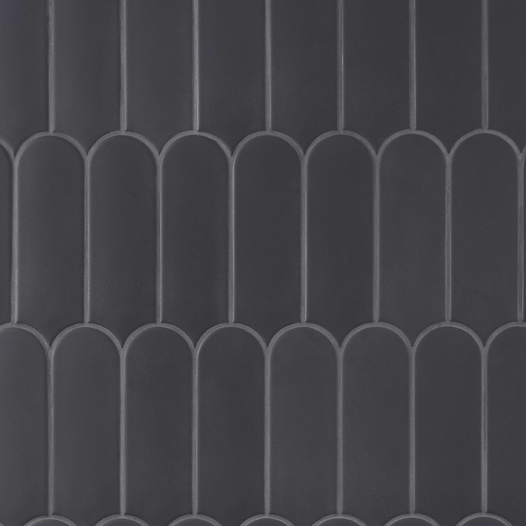 Parry Charcoal 3x8 Fishscale Matte Ceramic Wall Tile