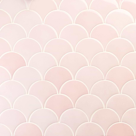 Sample-Highwater Rose Pink Fishscale 2x5 Polished Ceramic Wall Tile