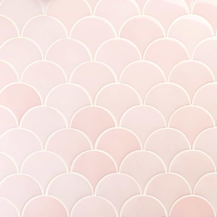 Highwater Rose Pink Fishscale 2x5 Polished Ceramic Wall Tile