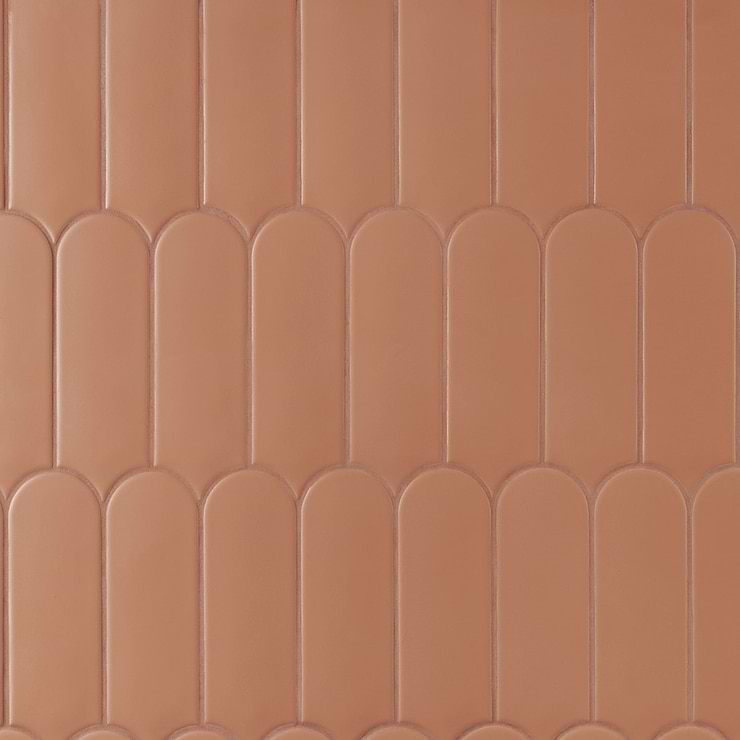 Parry Clay Terracotta Orange 3x8 Fishscale Matte Ceramic Wall Tile