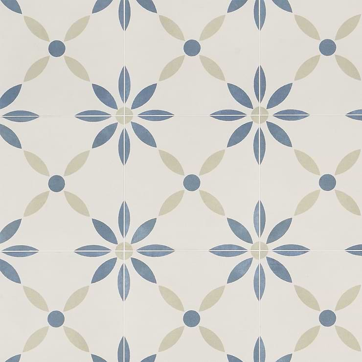 Lapaz White Flower 9x9 Matte Porcelain Tile