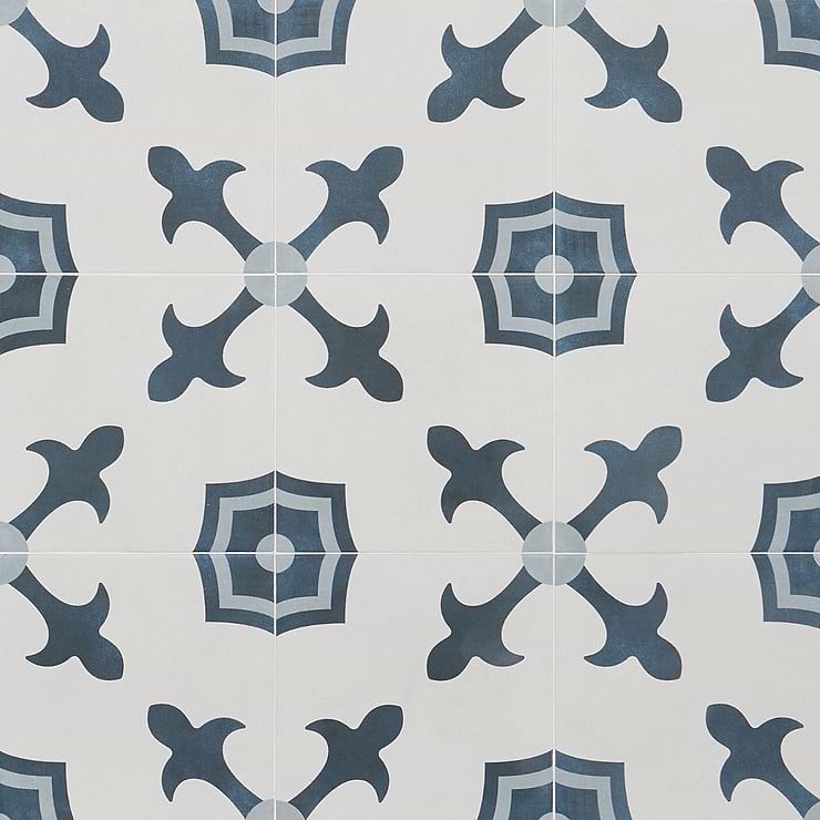 Lapaz White & Blue Herald 9x9 Matte Porcelain Tile