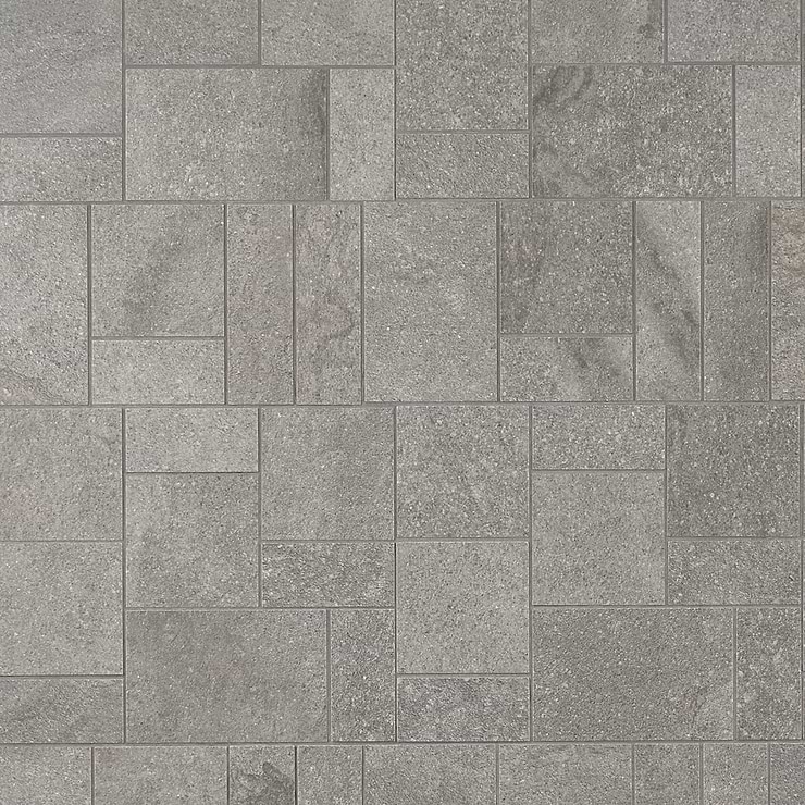 Acadia  French Pattern Slate Gray Quartz Look Matte Porcelain Mosaic Tile