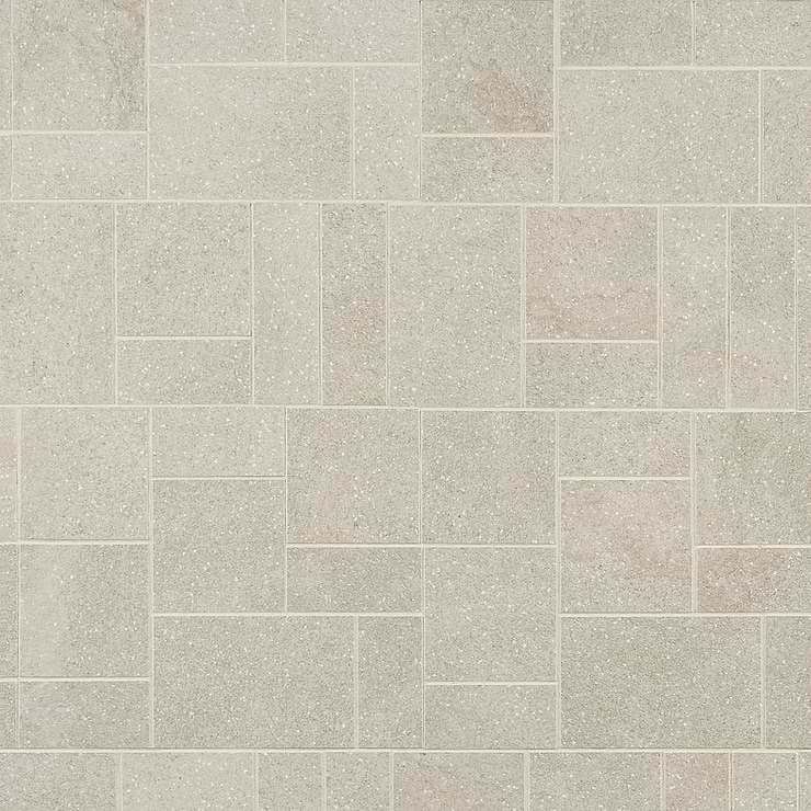 Acadia French Pattern Warm Linen White Limestone Look Matte Porcelain Mosaic Tile
