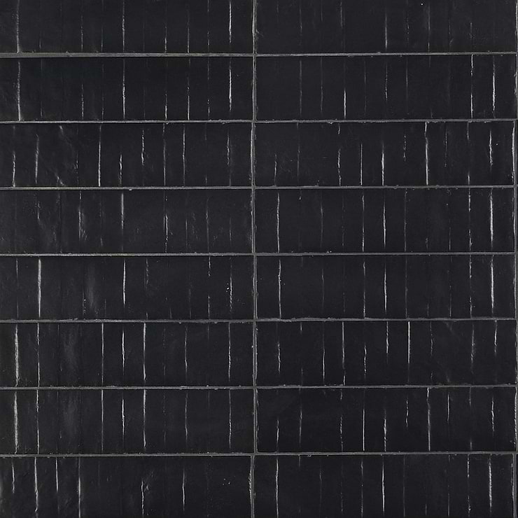 Rework Leather Black 3x12 Matte Porcelain Tile