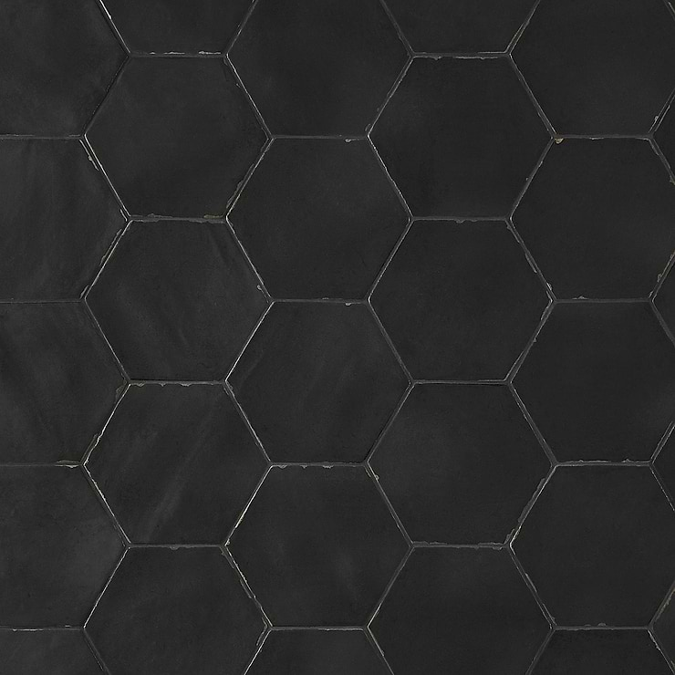 Sasha Hex Sorrentine Nero 6" Matte Porcelain Hexagon Tile