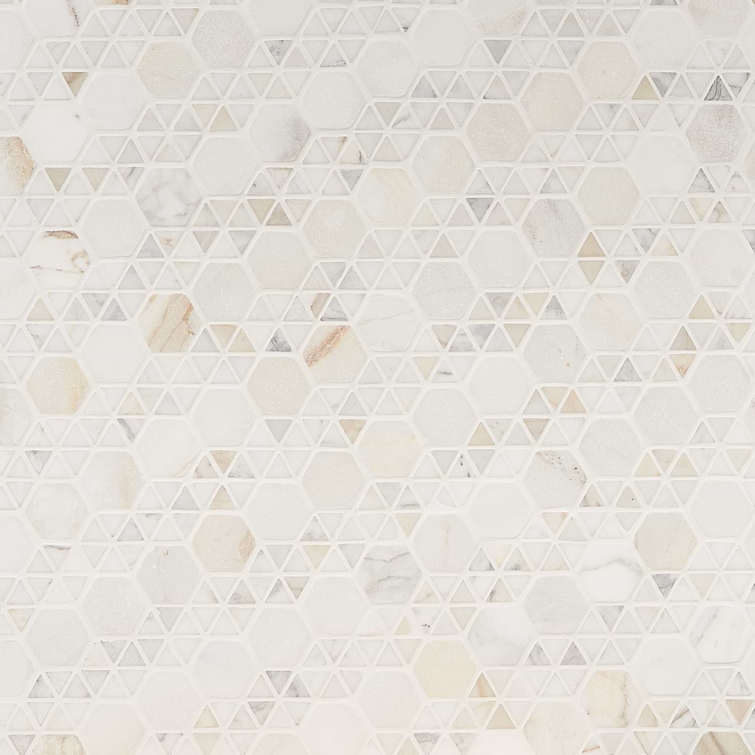 Aspekt Calacatta Hexagon White Honed Marble Mosaic Tile