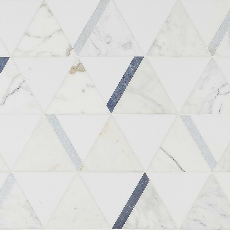 Tres Calacatta Azul Polished Marble Mosaic Tile