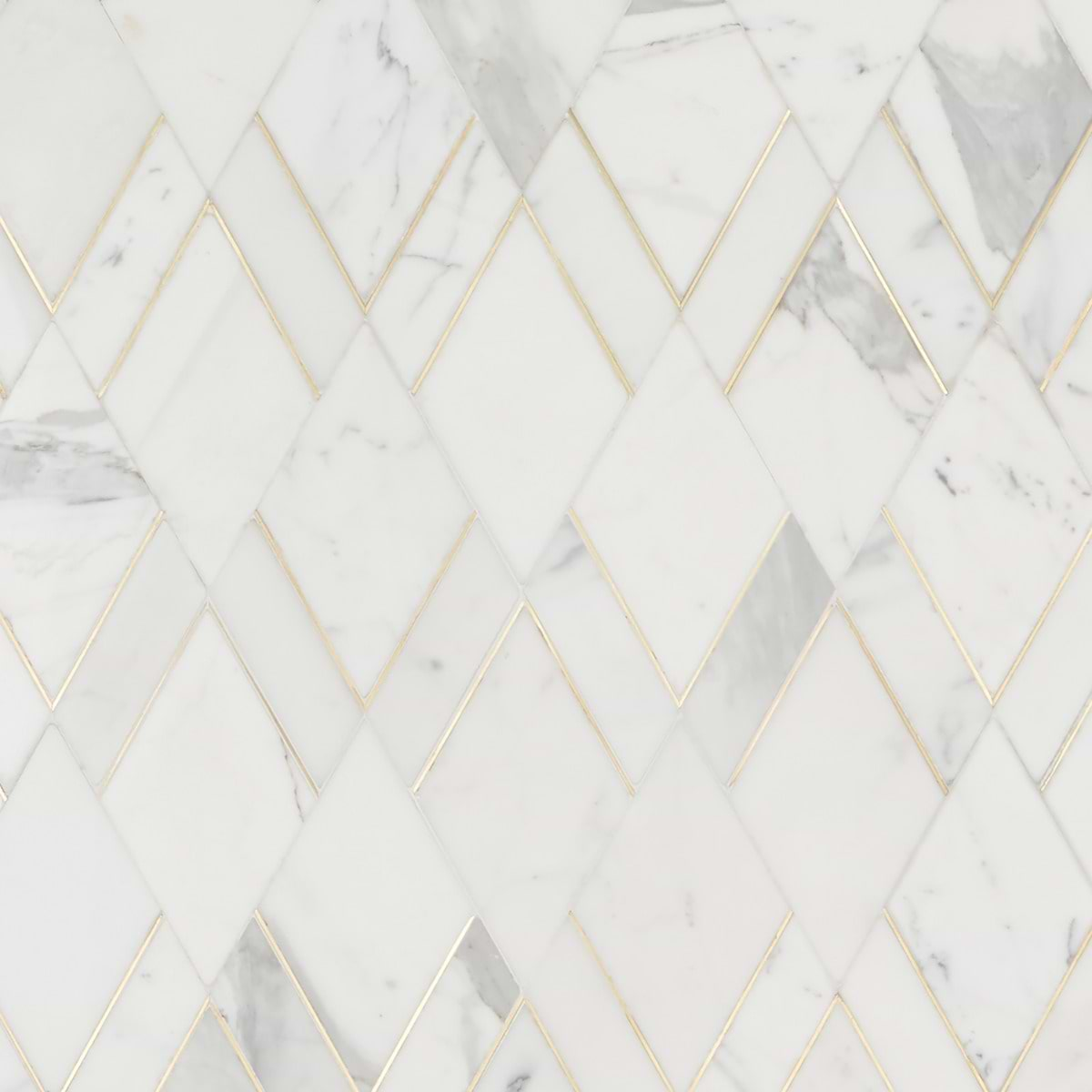 Enver Calacatta Polished Marble and Brass Mosaic Tile