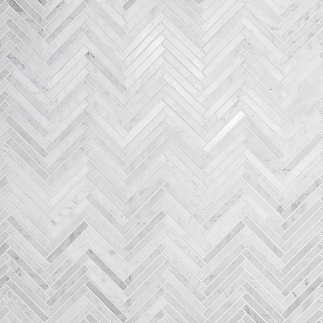 Carrara 1/2"x4" Herringbone Polished Marble Mosaic Tile