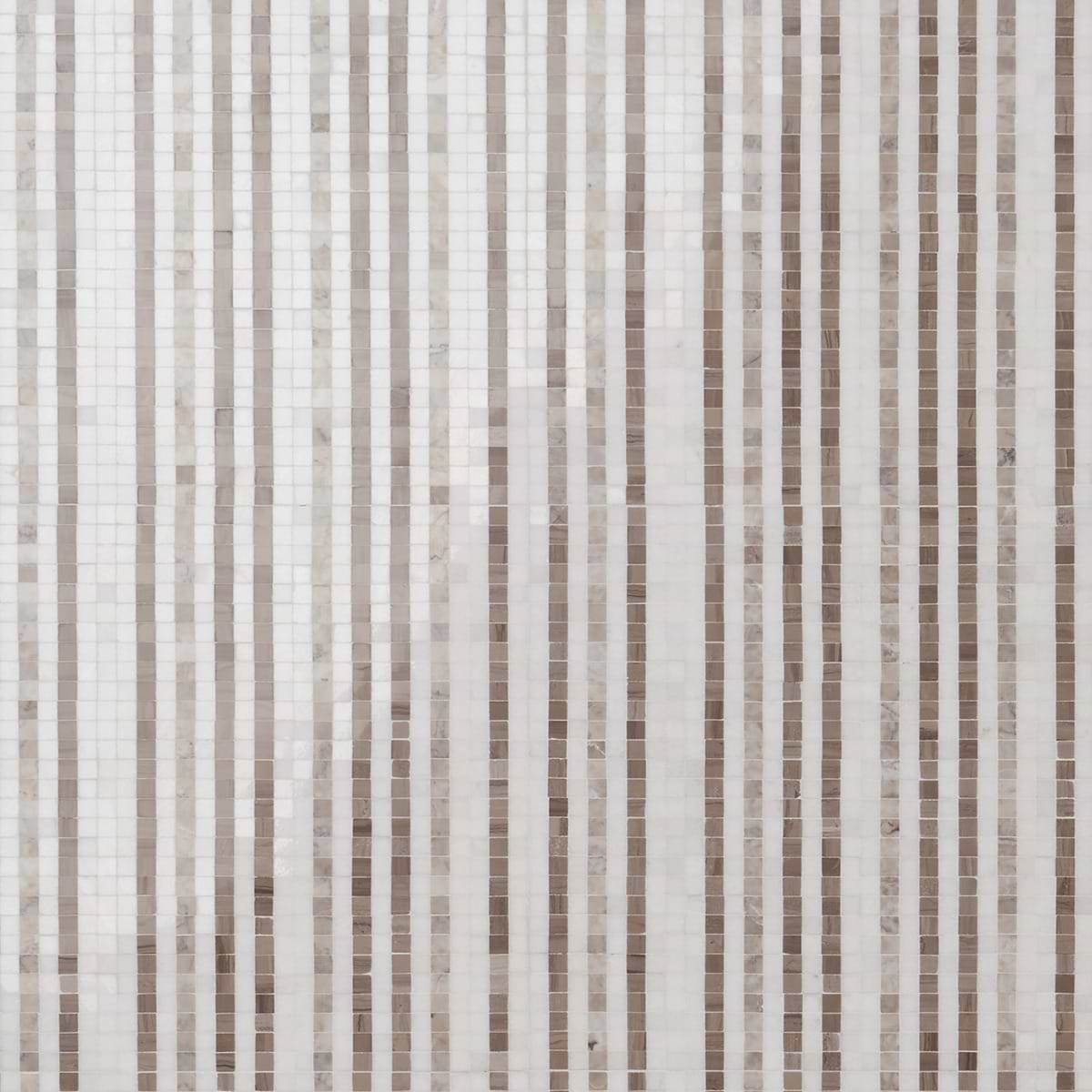 Microsaic Lines Storm Beige Polished Marble Mosaic Tile