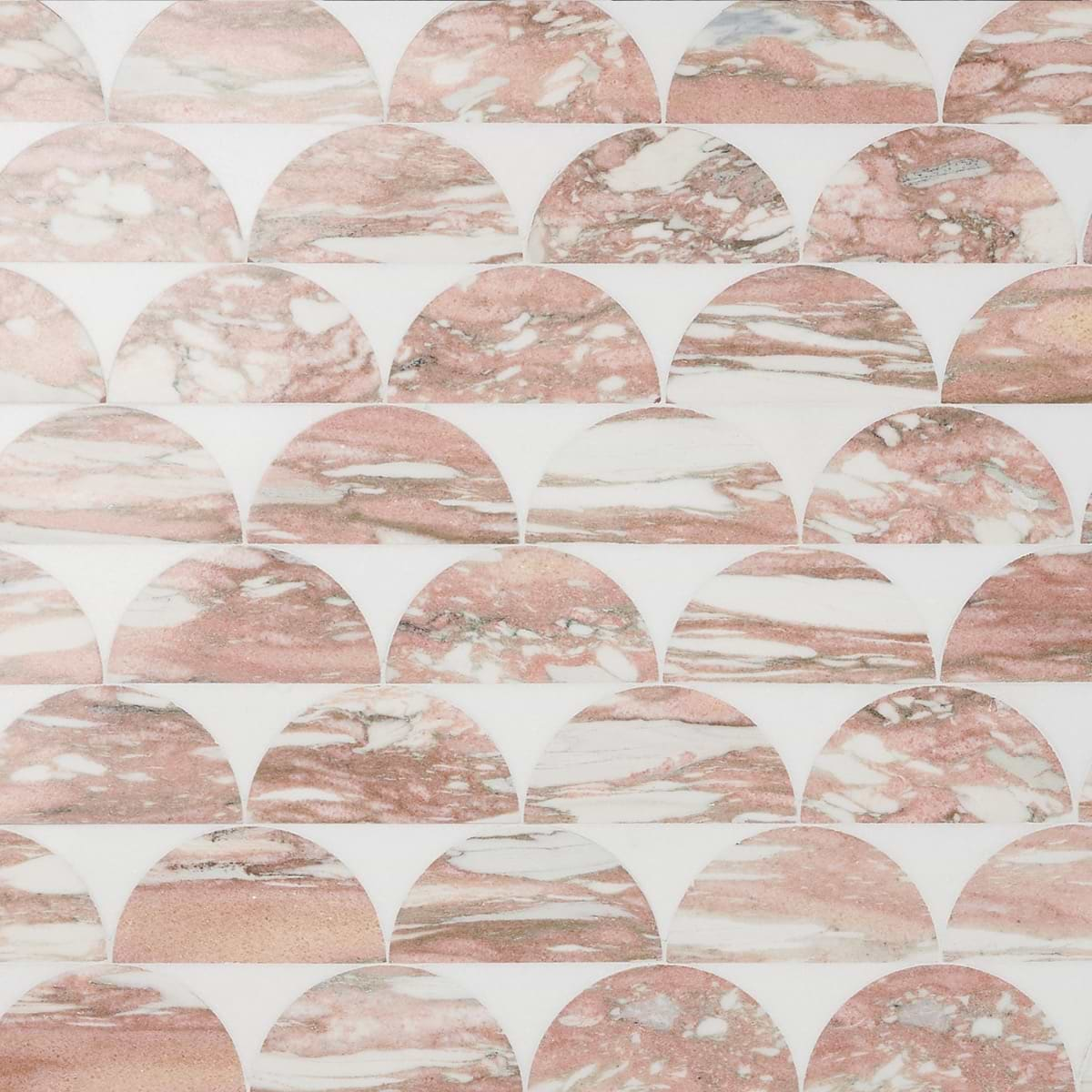 Moonrise Rosa Norvegia Pink Polished Marble Waterjet Mosaic Tile