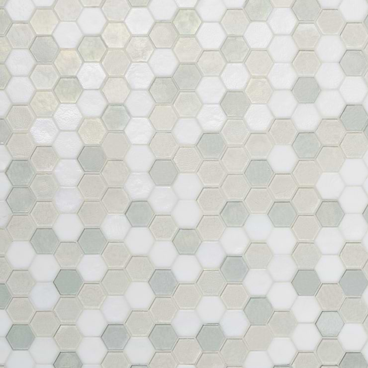 Ohana Hexagon Atmosphere White 2'' Glass Mosaic Tile