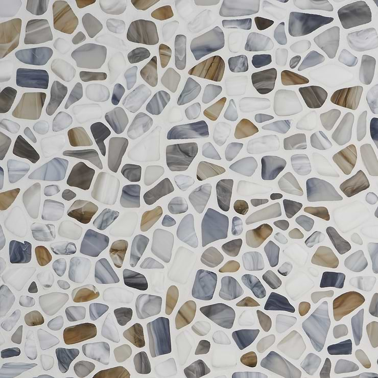 Riverglass Beige Frosted Glass Mosaic Tile