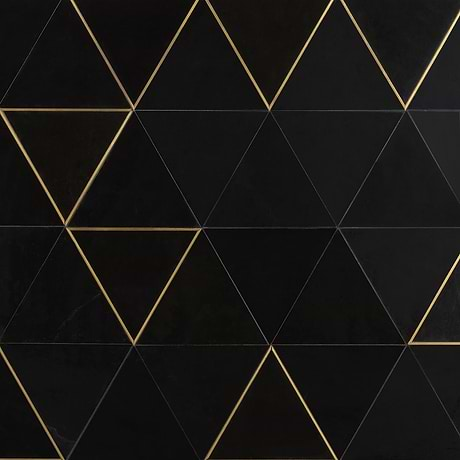 Sample-Verin Nero Polished Marble and Brass 6x6 Mosaic Tile