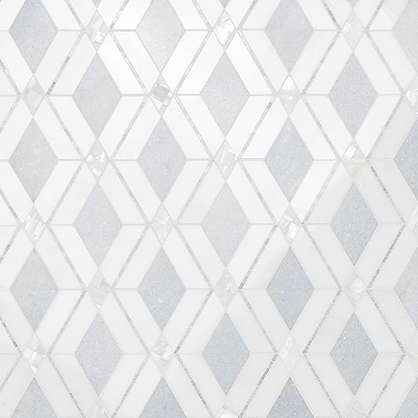 Diana Blue Celeste Polished Marble and Pearl Mosaic Tile