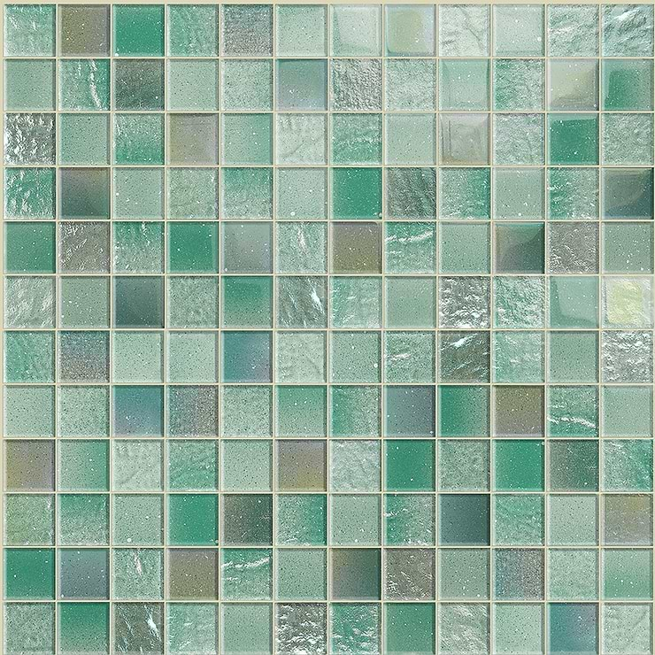 Fairy Green 2x2 Polished Glass Mosiac Tile