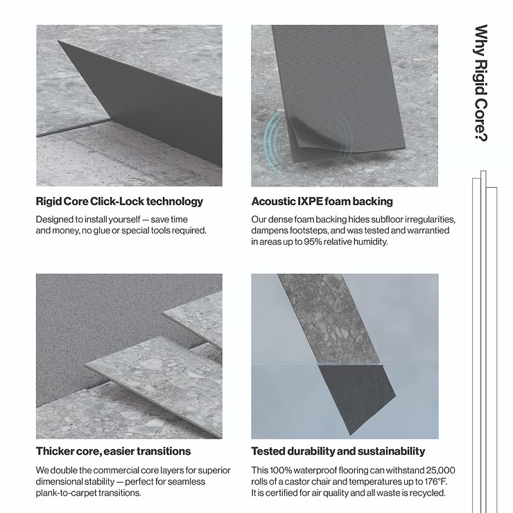 Rizo LVT Gray 12x24 Rigid Core Click Luxury Vinyl Tile 