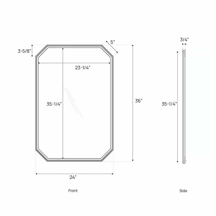 James Martin Vanities Rohe Matte Black 24x36" Octagonal Mirror