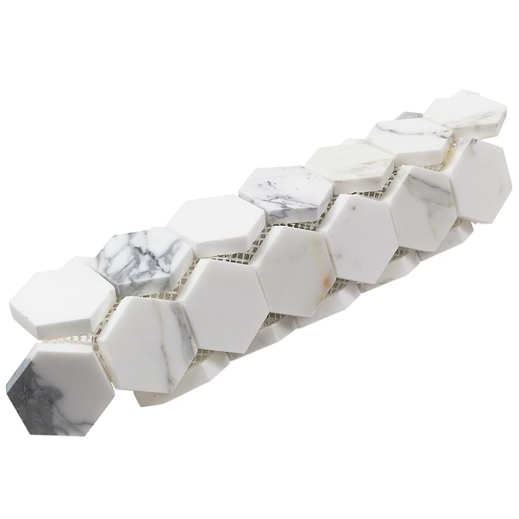 Calacatta 2" Hexagon Polished Marble Tile 