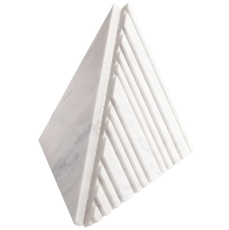 Barcode by Michael Habachy Medio Carrara White 8x8 Textured 3D Honed Marble Tile