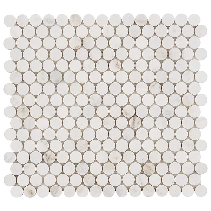 Alaska White 3/4" Penny round Polished Mosaic Tile