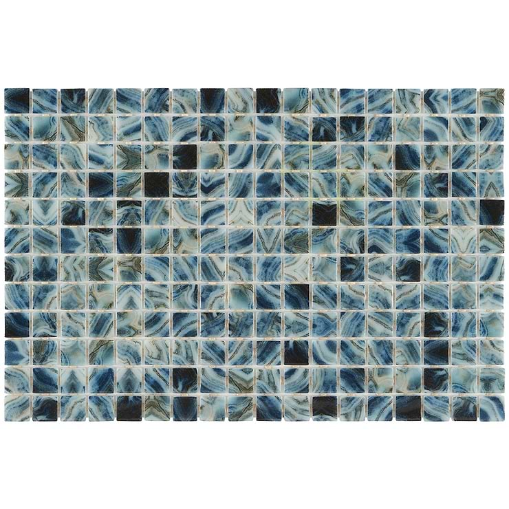 Swim Paradise Blue 1x1 Polished Glass Mosaic Tile