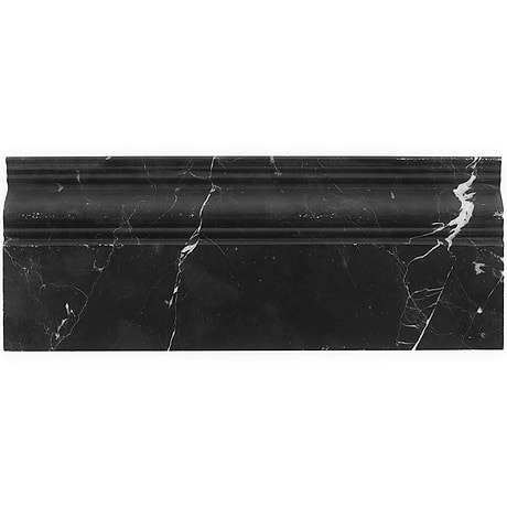 Nero Marquina Black 5x12 Honed Marble Base Molding 