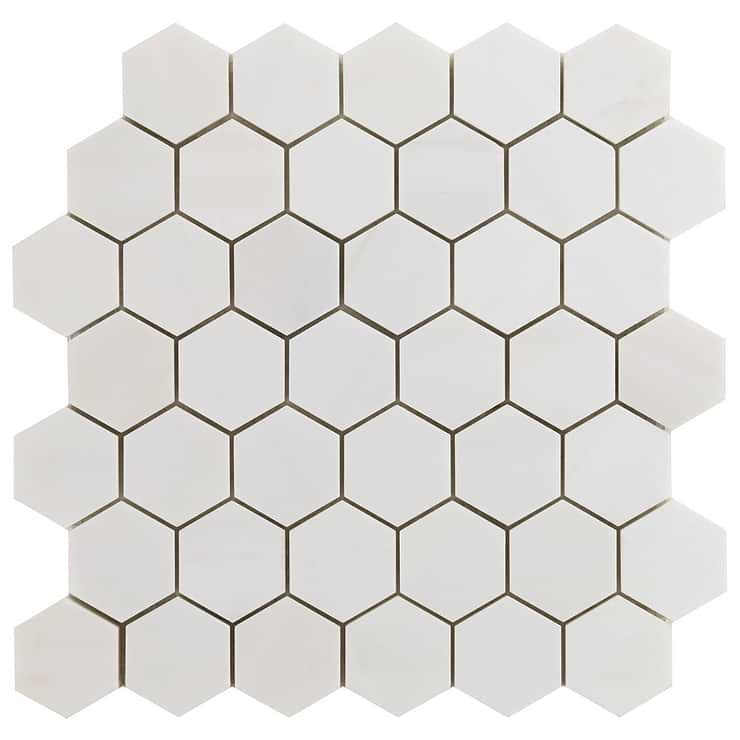 Bianco Dolomite White 2" Hexagon Premium Honed Marble Mosaic Tile