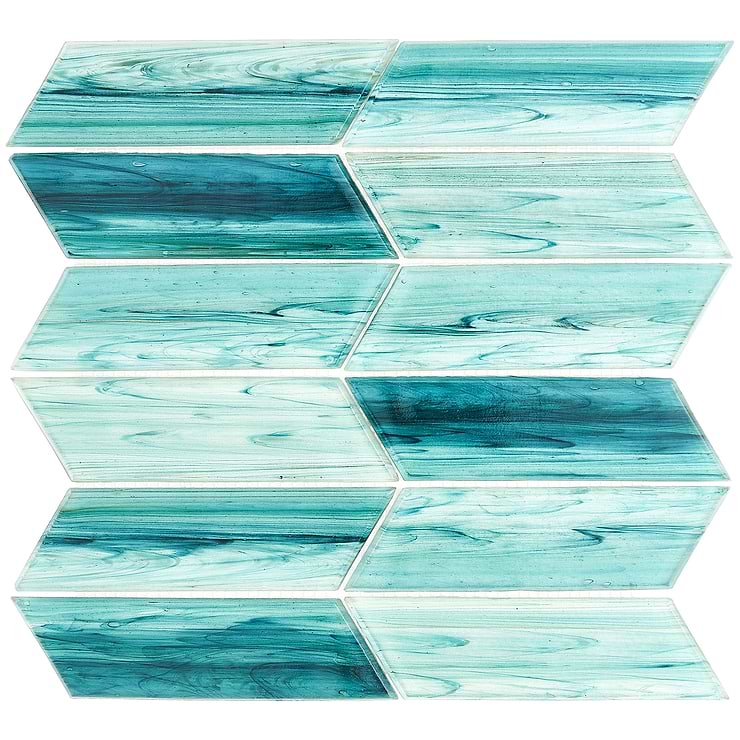 Maya Chevron Teal Mosaic Tile